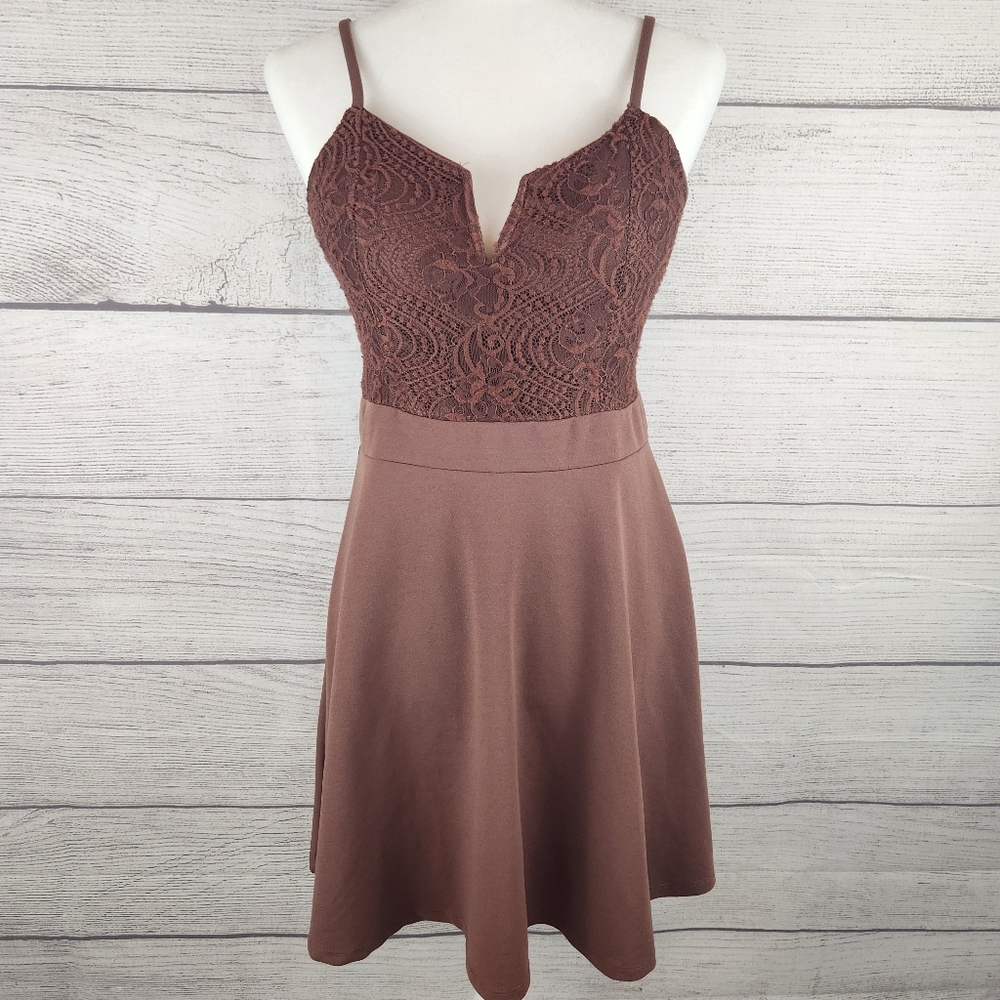 Almost Famous Mocha Brown Mini Dress